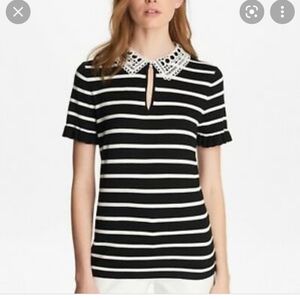 Karl lagerfeld stripe lace collar top